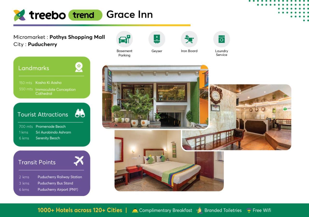 Treebo Grace Inn, 3 Min Walk From Promenade Beach Pondicherry Exteriör bild